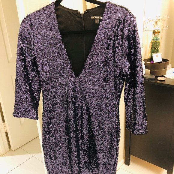 Express low cut blue sparkly dress - Picture 1 of 3